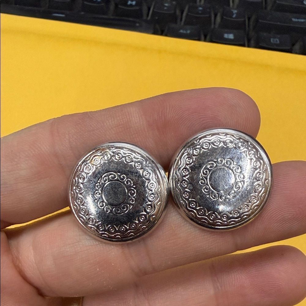 Vintage Coro Chic Silver Button Earrings